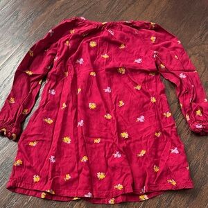 Old Navy Red Floral Gathered Long Sleeve Top